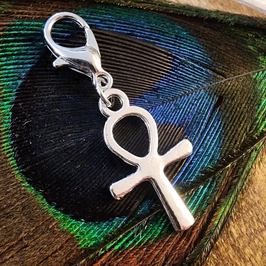 Silver Ankh Charm For Egyptian Charm Bracelet Add On Cross Bag Charm Zipper Pull